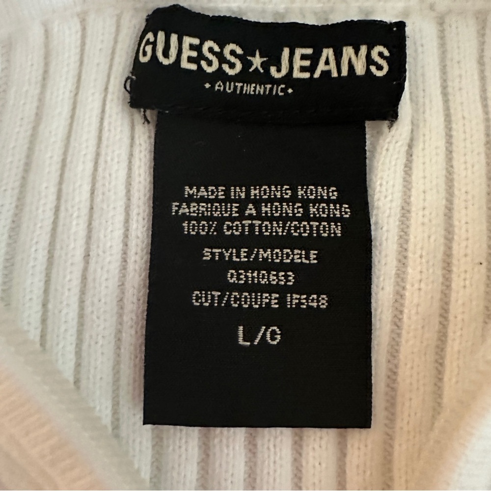 Guess Jeans full zip ribbed sailor sweater size large Y2K Bratz - Picture 2 of 6